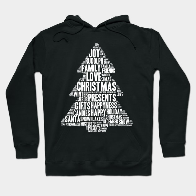 Christmas Tree Word Cloud Hoodie by Sleazoid